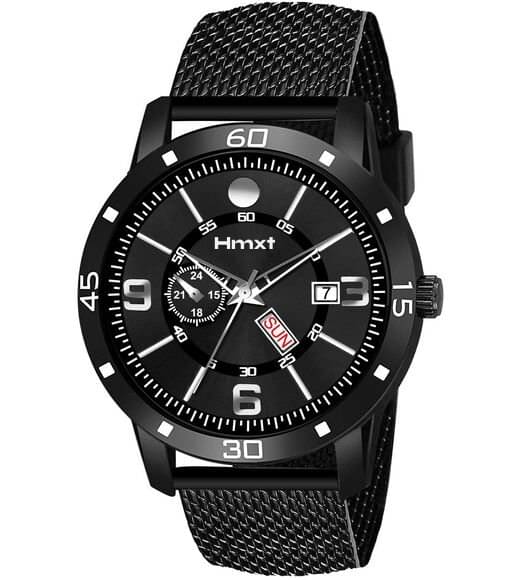     			HMXT Black Silicon Analog Men's Watch