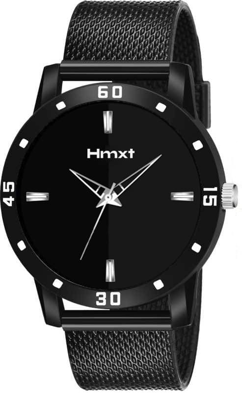     			HMXT Black Silicon Analog Men's Watch