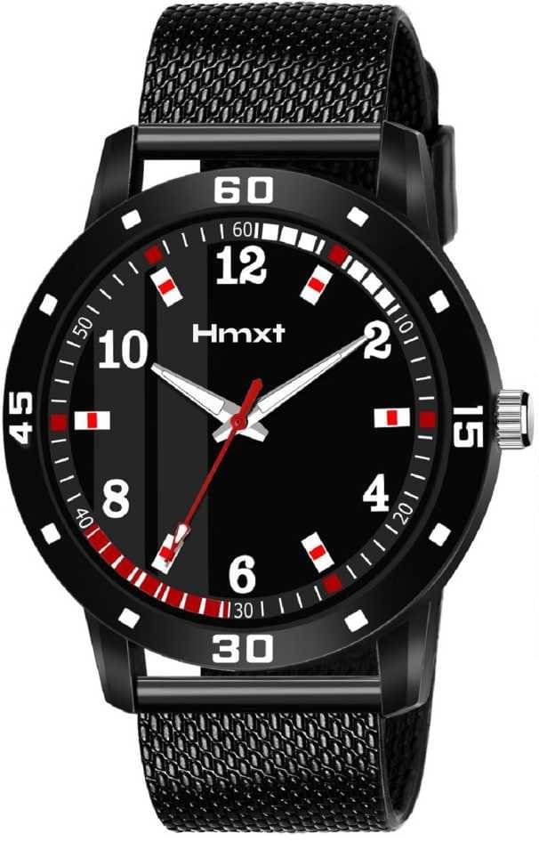     			HMXT Black Silicon Analog Men's Watch