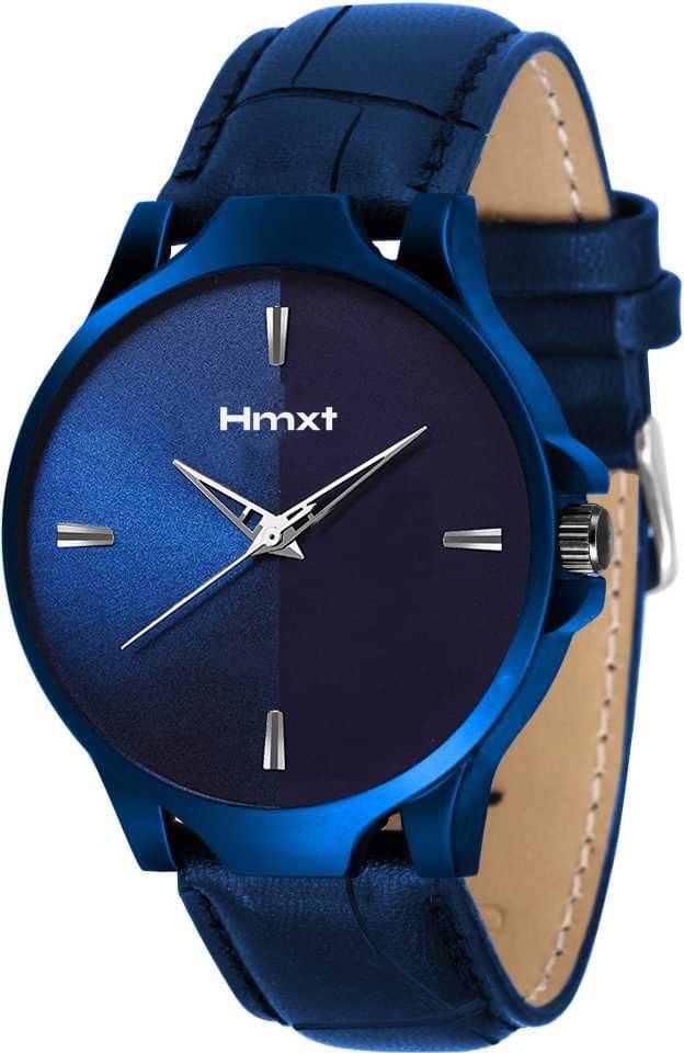     			HMXT Blue Leather Analog Men's Watch