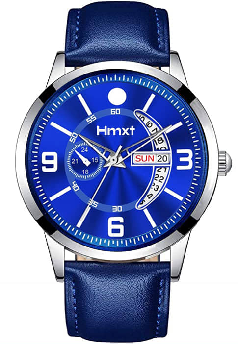 HMXT Blue Leather Analog Men's Watch