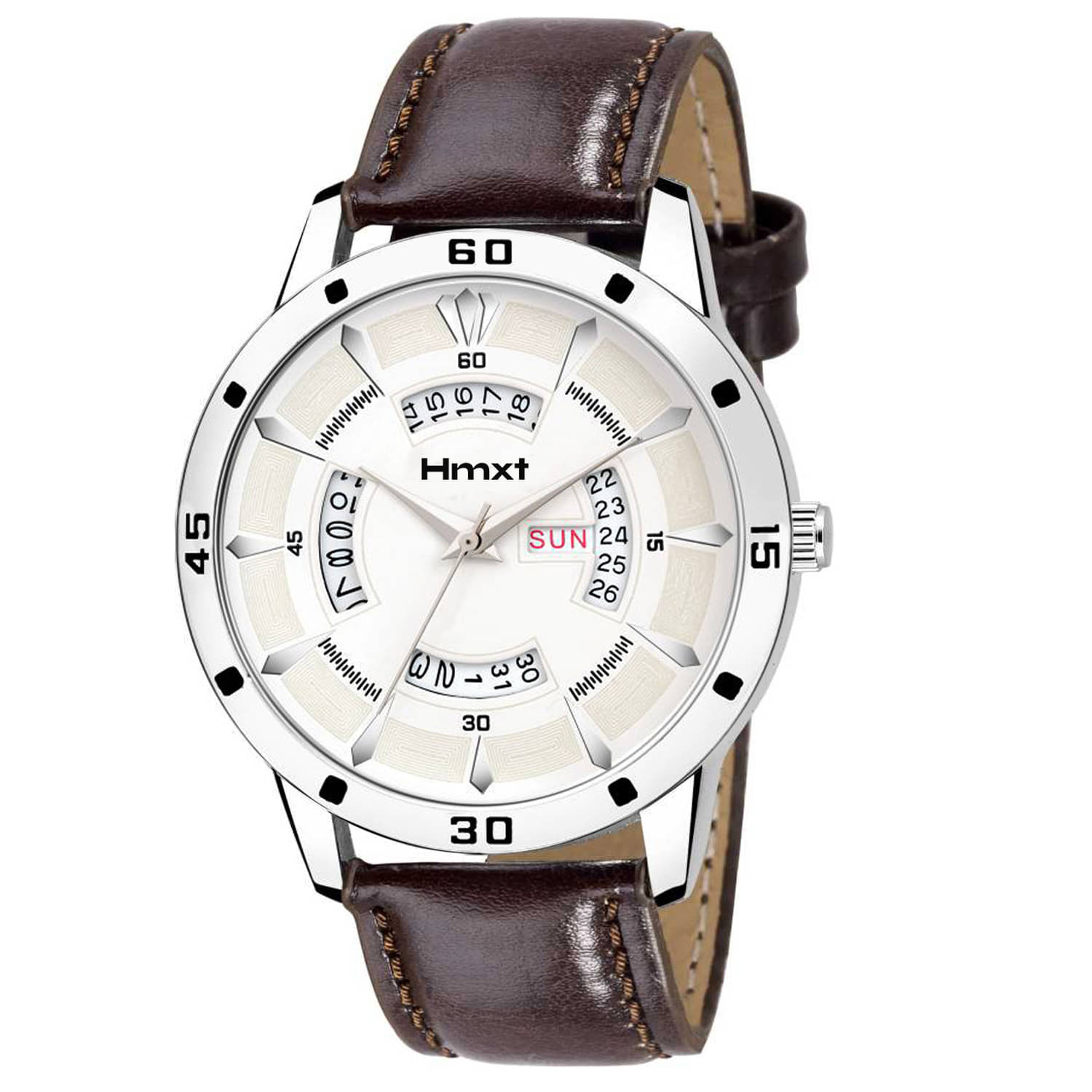     			HMXT Brown Leather Analog Men's Watch