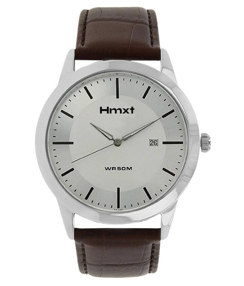    			HMXT Brown Leather Analog Men's Watch