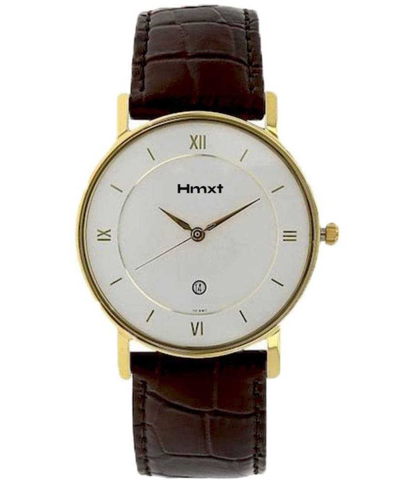     			HMXT Brown Leather Analog Men's Watch