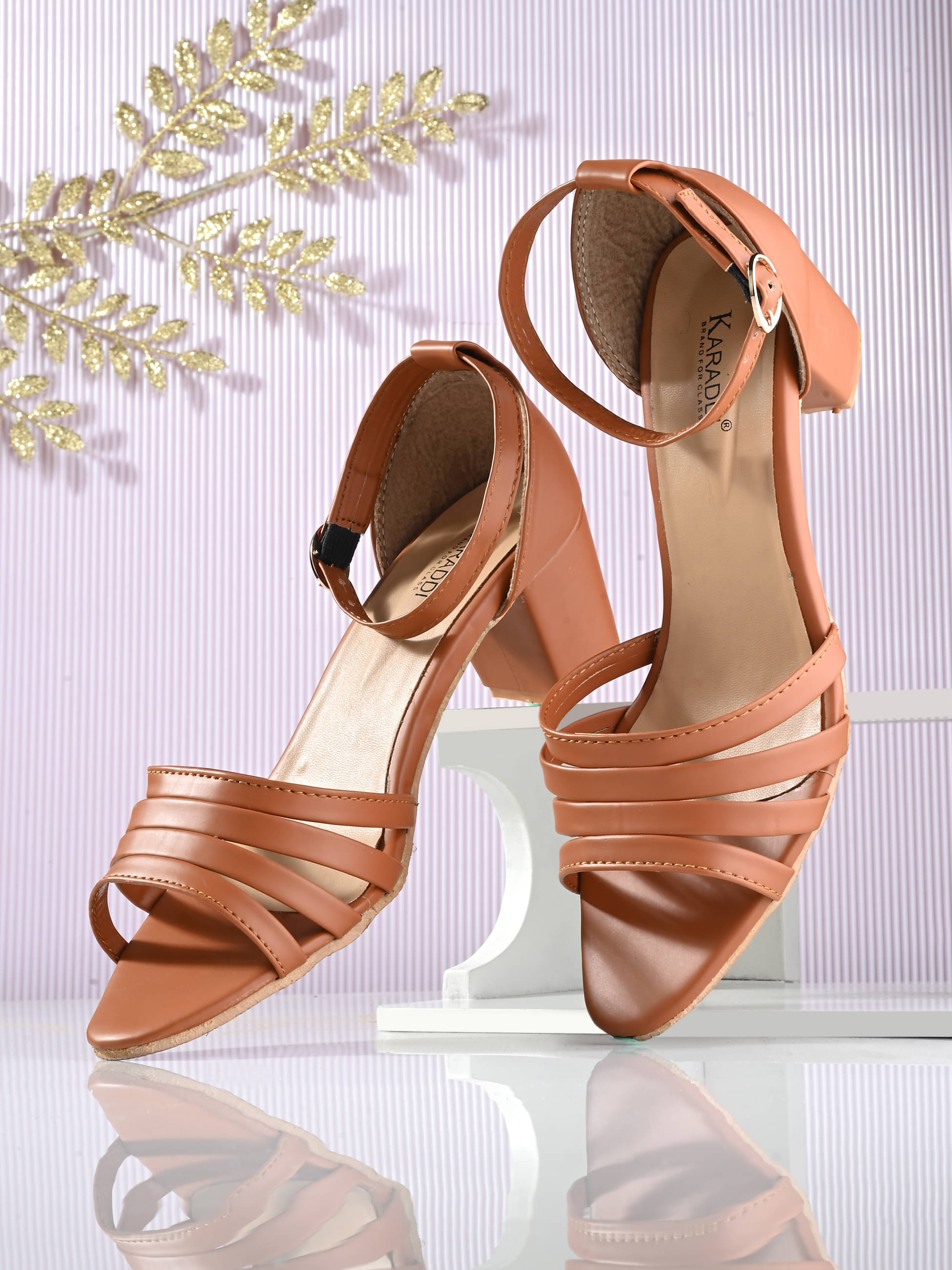 KARADDI Tan Women's Sandal Heels KARADDI Tan Women's Sandal Heels