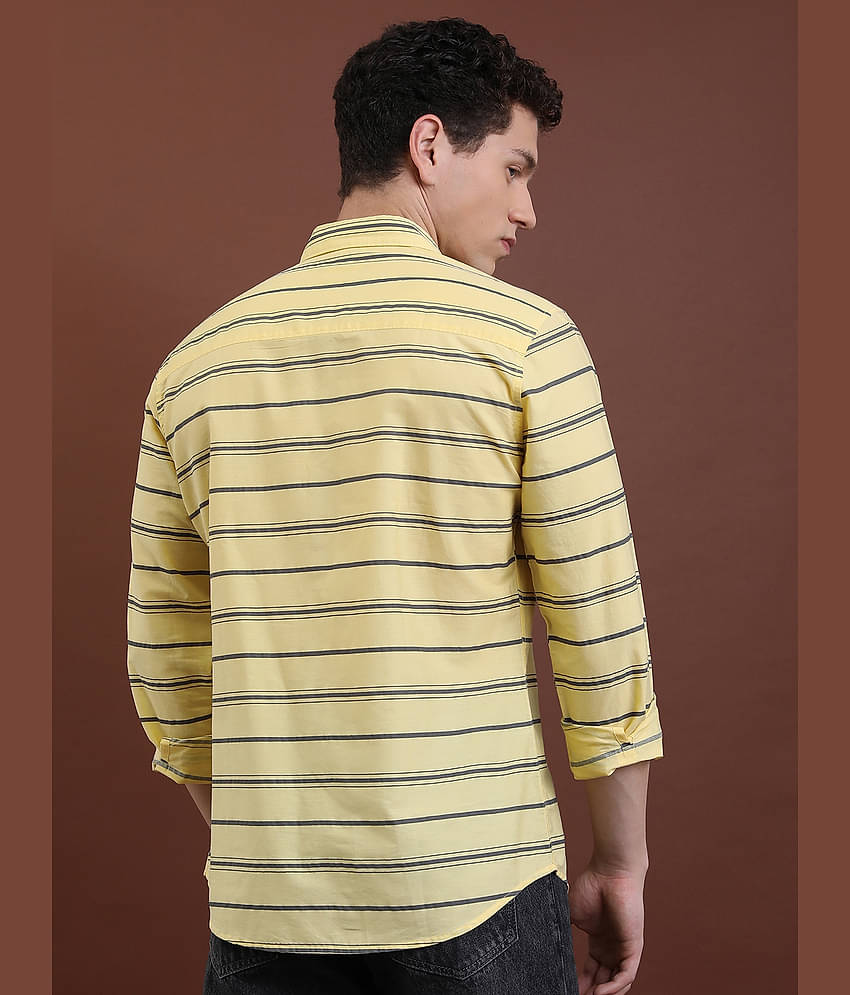 Ketch 100% Cotton Regular Fit Striped Full Sleeves Men's Casual Shirt - Yellow ( Pack of 1 )