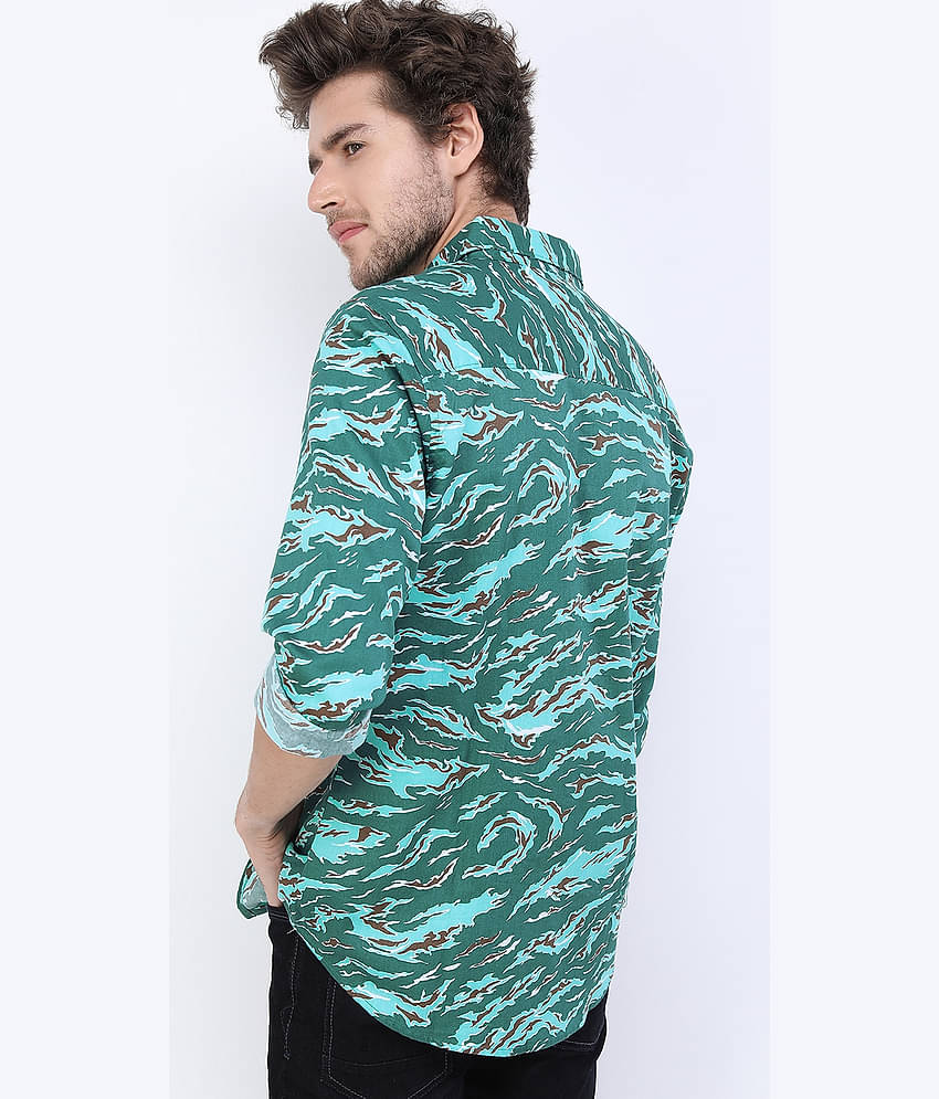 Ketch 100% Cotton Regular Fit Printed Full Sleeves Men's Casual Shirt - Olive ( Pack of 1 )