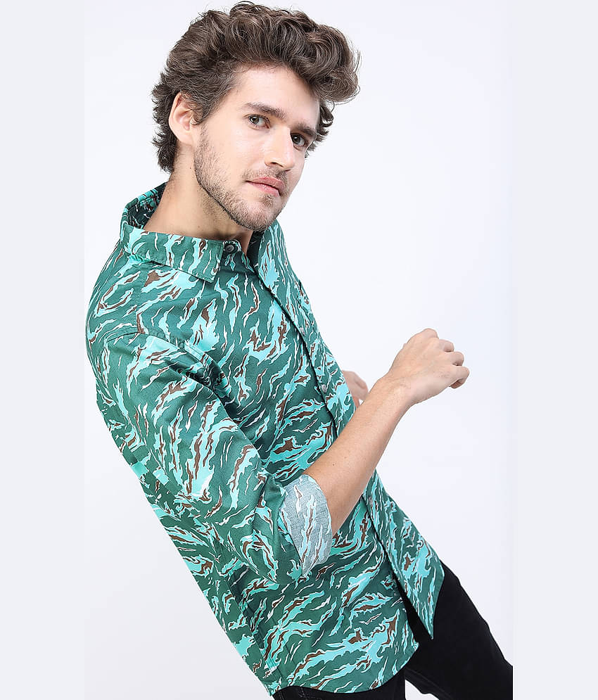 Ketch 100% Cotton Regular Fit Printed Full Sleeves Men's Casual Shirt - Olive ( Pack of 1 )