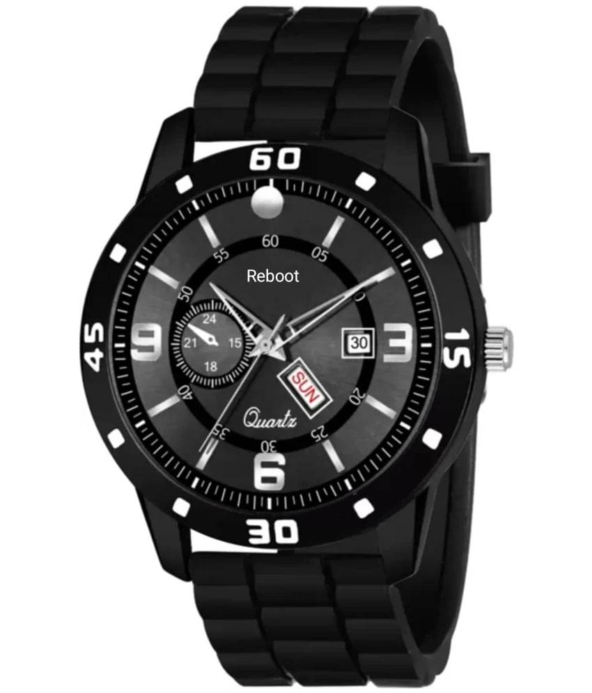     			Reboot Black PU Analog Men's Watch