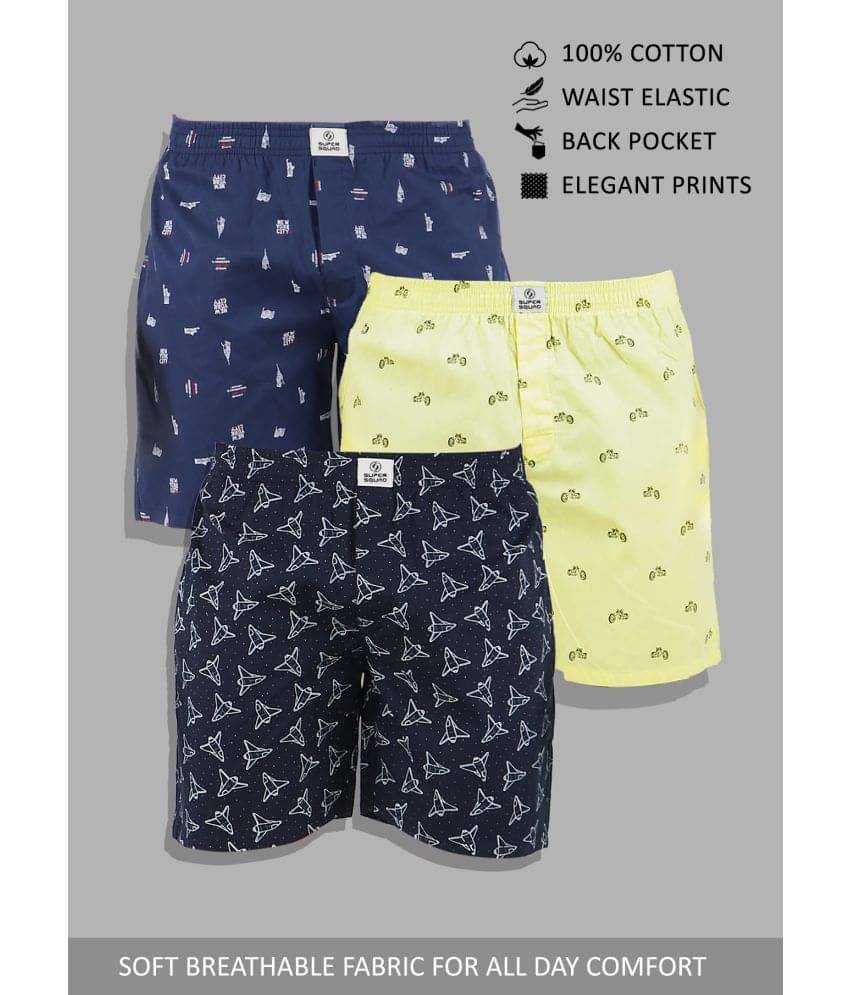 Supersquad Pack of 3 Cotton Boxers For Men's ( Assorted 13 )     			Supersquad Pack of 3 Cotton Boxers For Men's ( Assorted 13 )