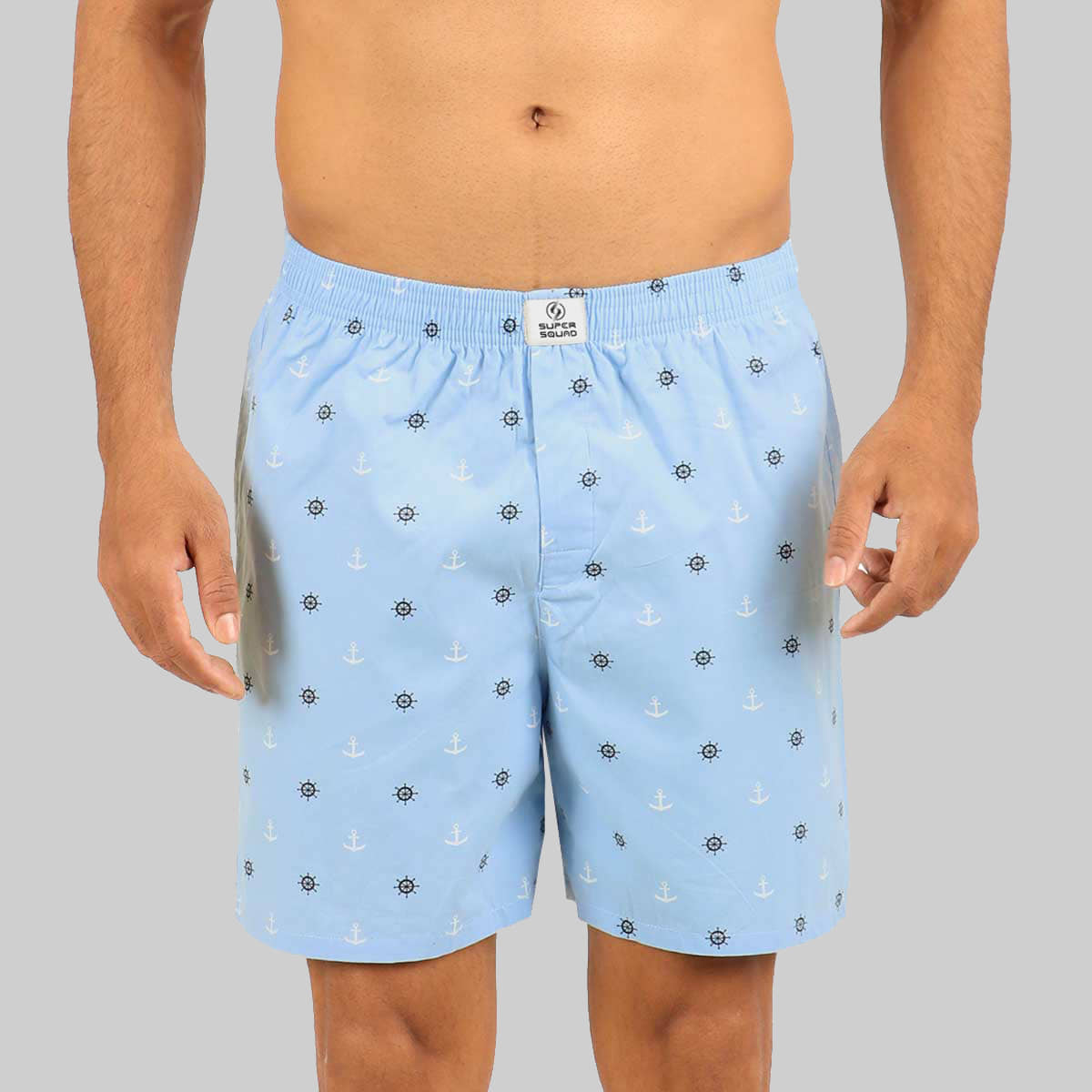 Supersquad Pack of 1 Cotton Boxers For Men's ( Sky Blue )