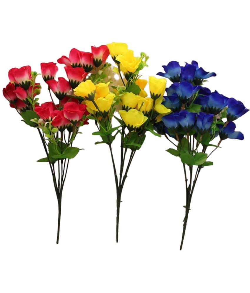 WhiteLand - Multicolor Rose Artificial Flower ( Pack of 3 )