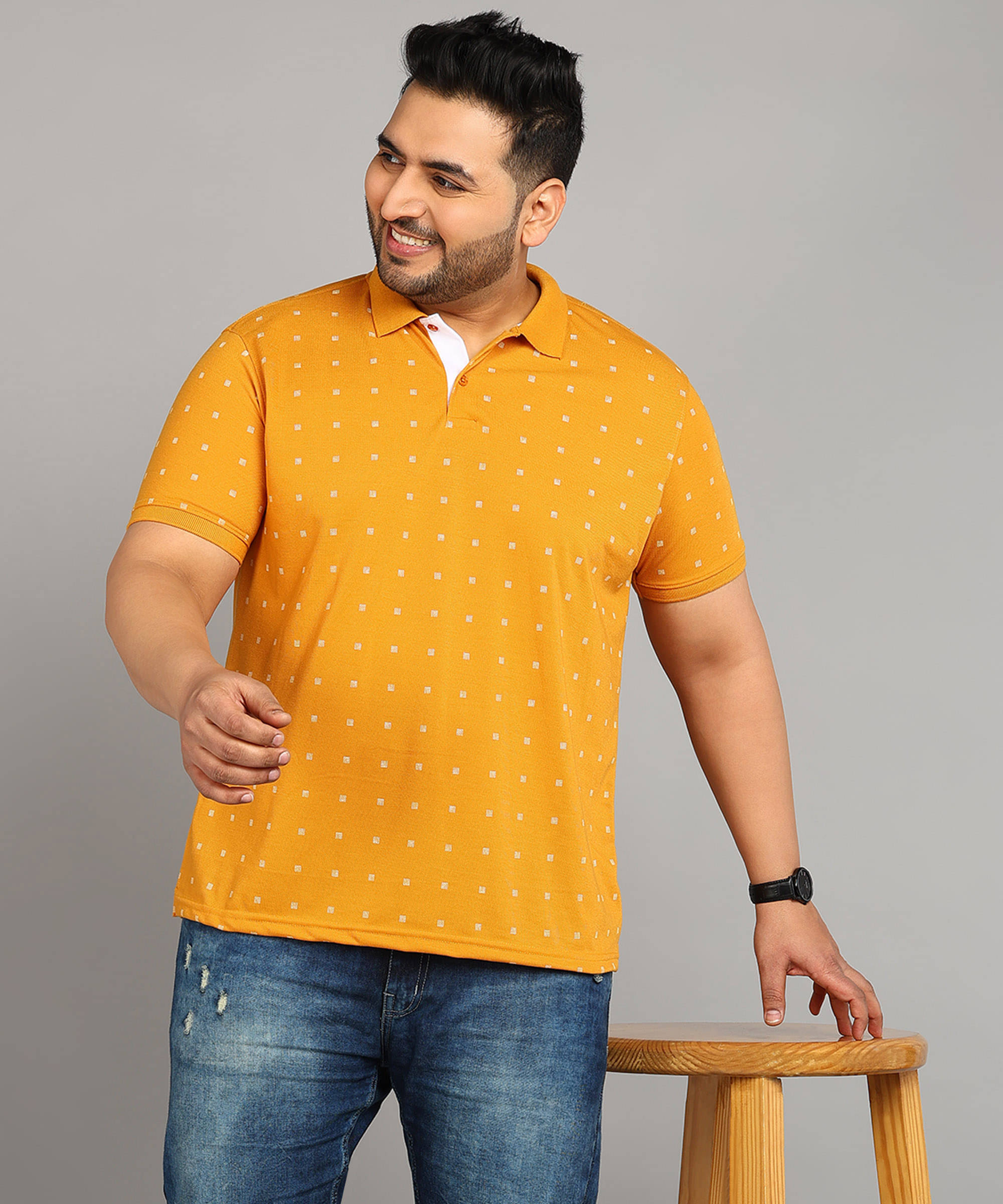 XFOX Pack of 1 Cotton Regular Fit Printed Half Sleeves Men's Polo T Shirt ( Mustard ) XFOX Pack of 1 Cotton Regular Fit Printed Half Sleeves Men's Polo T Shirt ( Mustard )