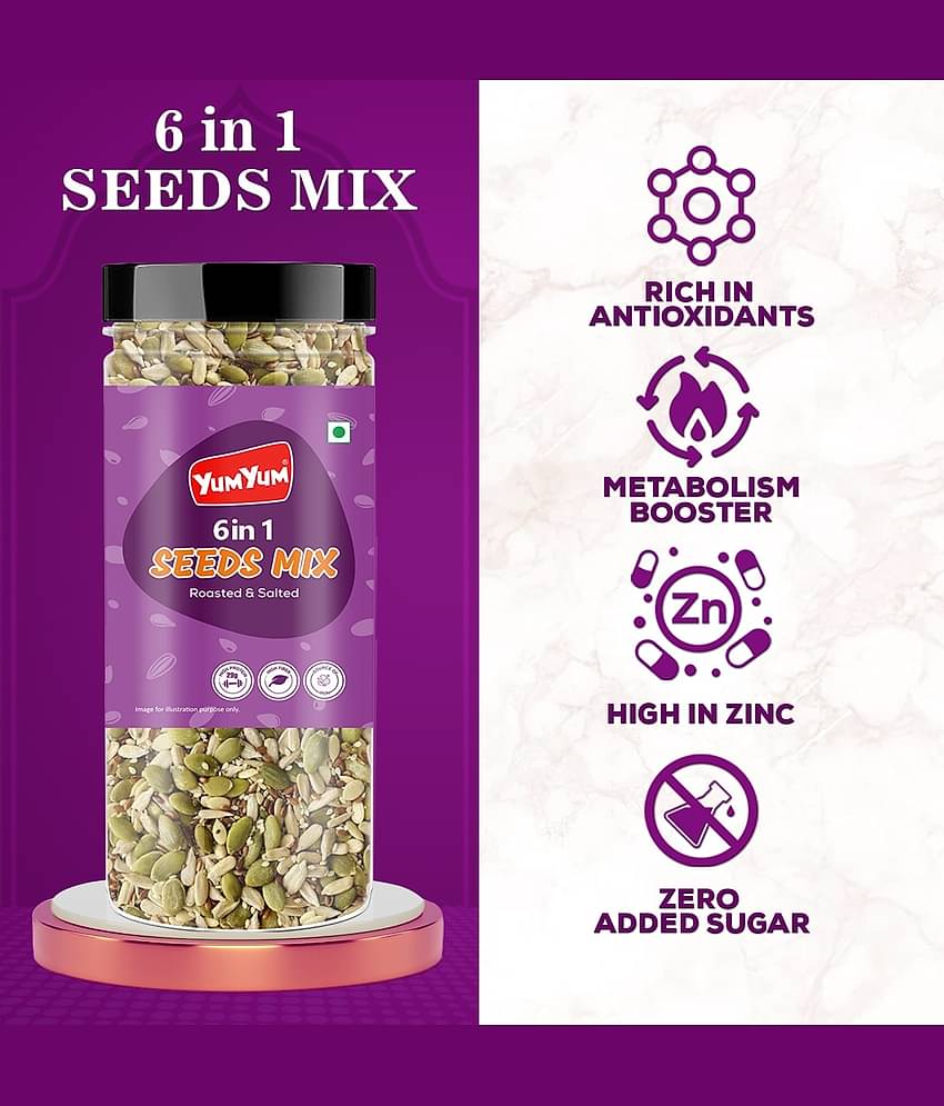 YUM YUM 6 in 1 Seeds Mix 200g | Healthy Edible Seeds Diet Snacks | Natural Roasted Seed