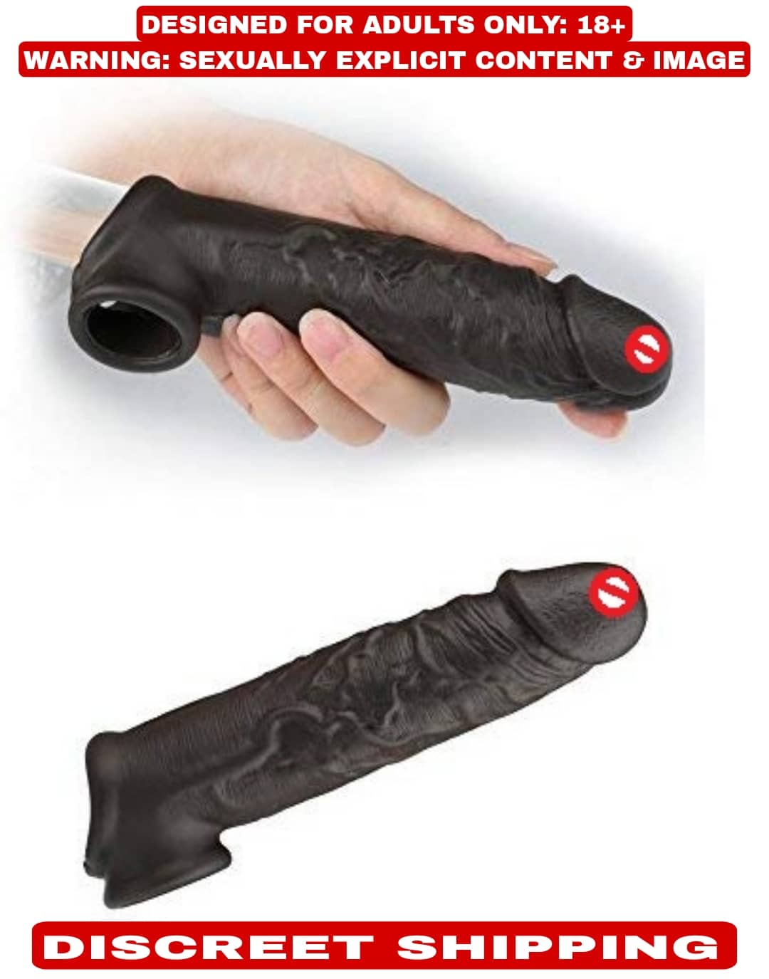 6.5 Inch Jumbo Head Condoom Double Hole Liquid Silicone Penis Sleeve For Men By Kamahouse(LOW PRICE SEX TOY)