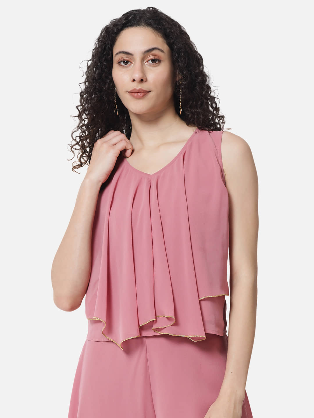 ALL WAYS YOU Women's Georgette Regular Top ( Pink )