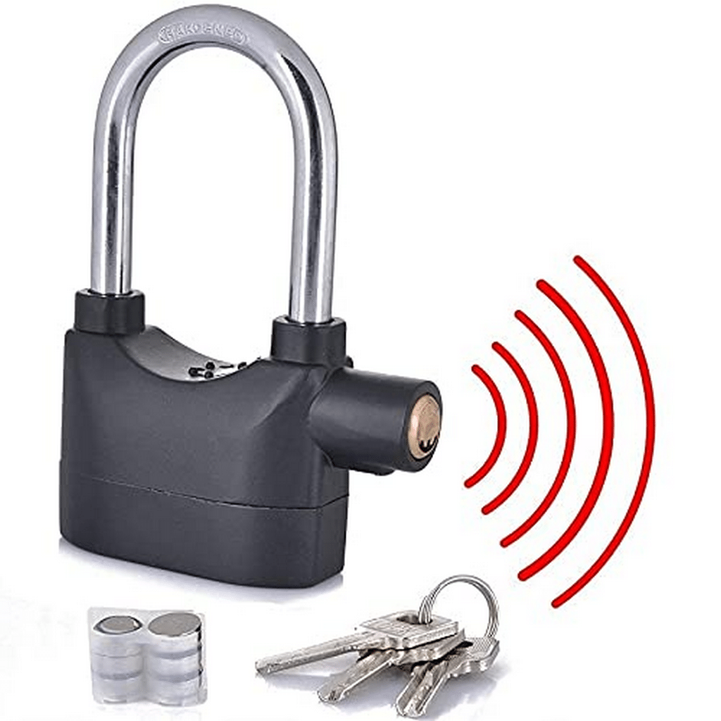     			Anti-Theft Security Pad Alarm Lock 3 Keys System Waterproof with Smart Alarm Siren Motion Sensor for Door Gate Home Cycle Shop Office Shutter and Bikes