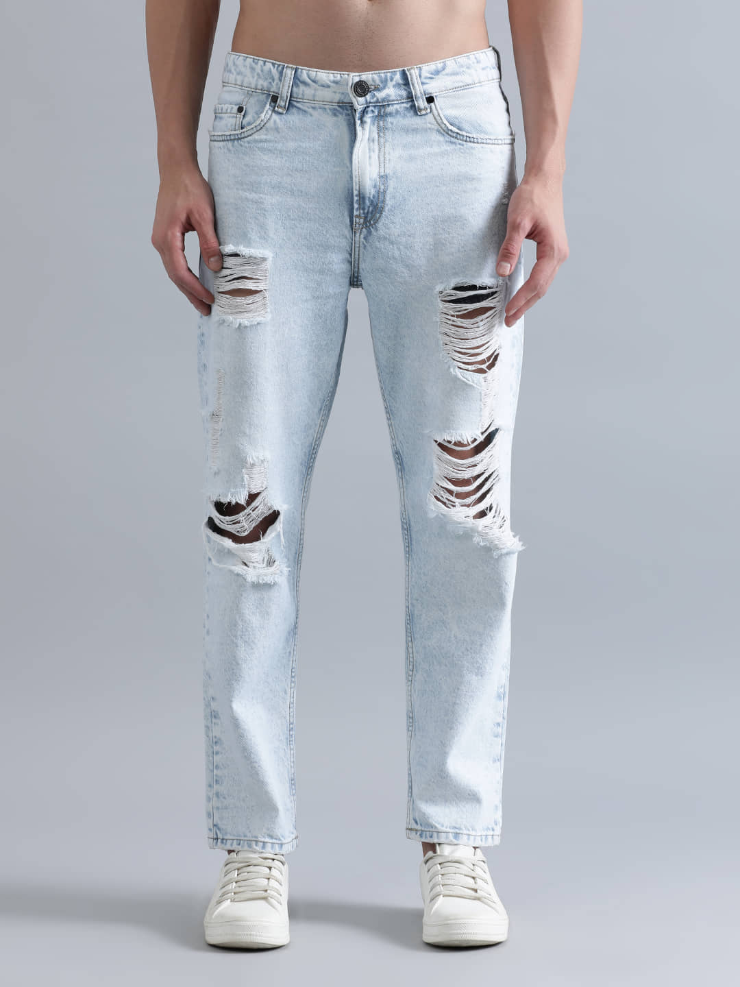 Bene Kleed Men Relaxed Fit Highly Distressed Cotton Heavy Fade Jeans - Jeans | Buy online on ZillyBuy