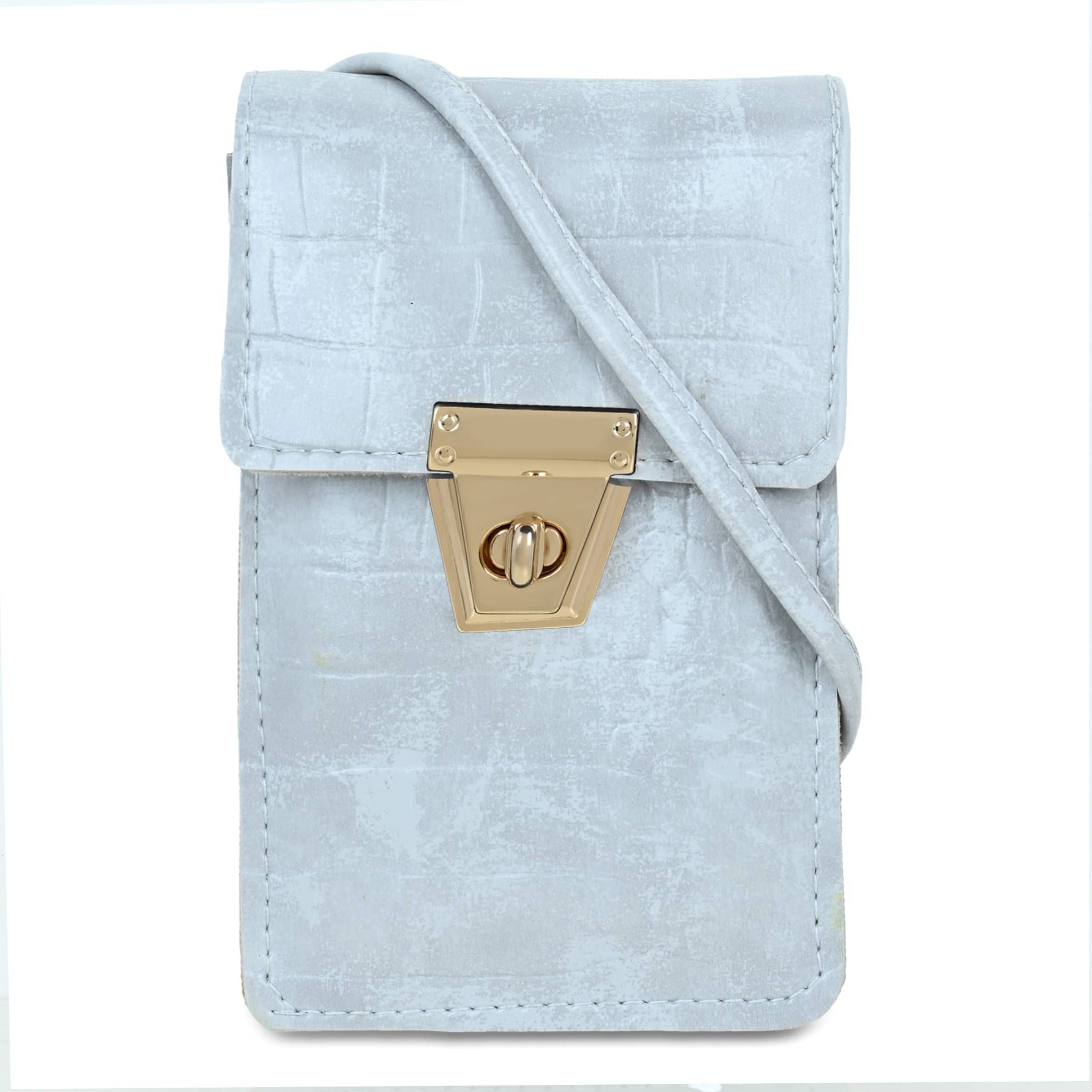     			Cherry Tree Light Grey Faux Leather Sling Bag