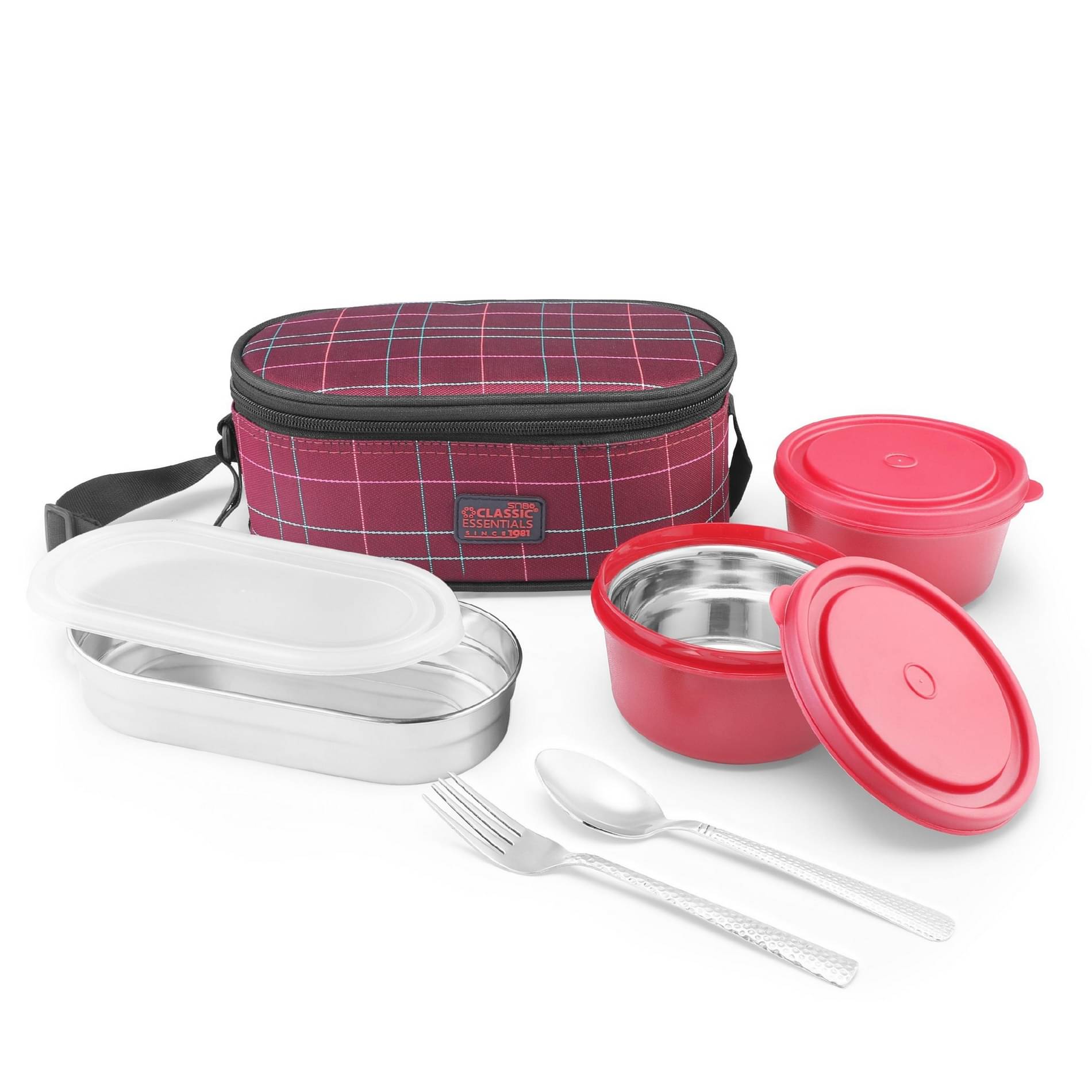     			Classic Essentials Microwave Safe Lunch Box Stainless Steel Lunch Box 3 - Container ( Pack of 1 )