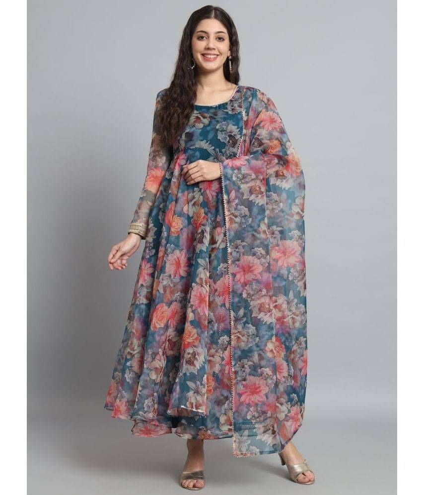 Fab Fashion Multicolor Anarkali Organza Women's Stitched Ethnic Gown ( Pack of 1 )     			Fab Fashion Multicolor Anarkali Organza Women's Stitched Ethnic Gown ( Pack of 1 )