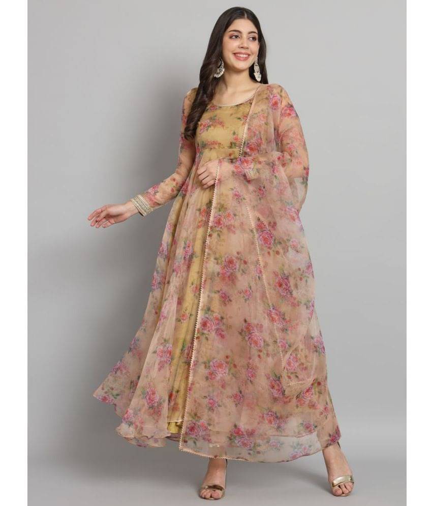     			Fab Fashion Multicolor Anarkali Organza Women's Stitched Ethnic Gown ( Pack of 1 )