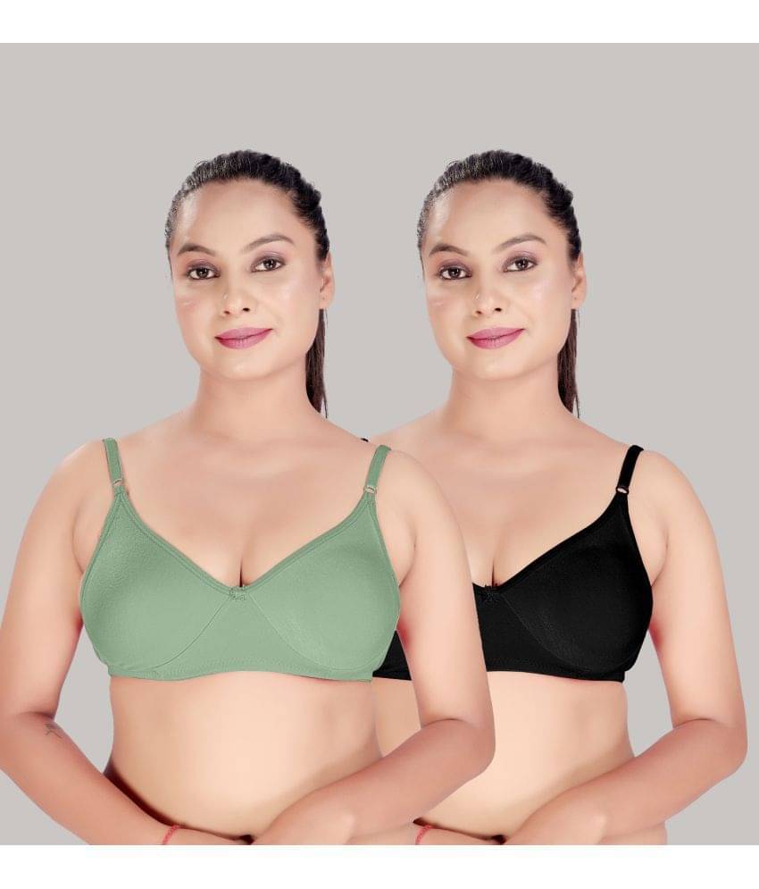 HAYA Pack of 2 Cotton Lightly Padded Women's Plunge Bra ( Multicolor ) HAYA Pack of 2 Cotton Lightly Padded Women's Plunge Bra ( Multicolor )