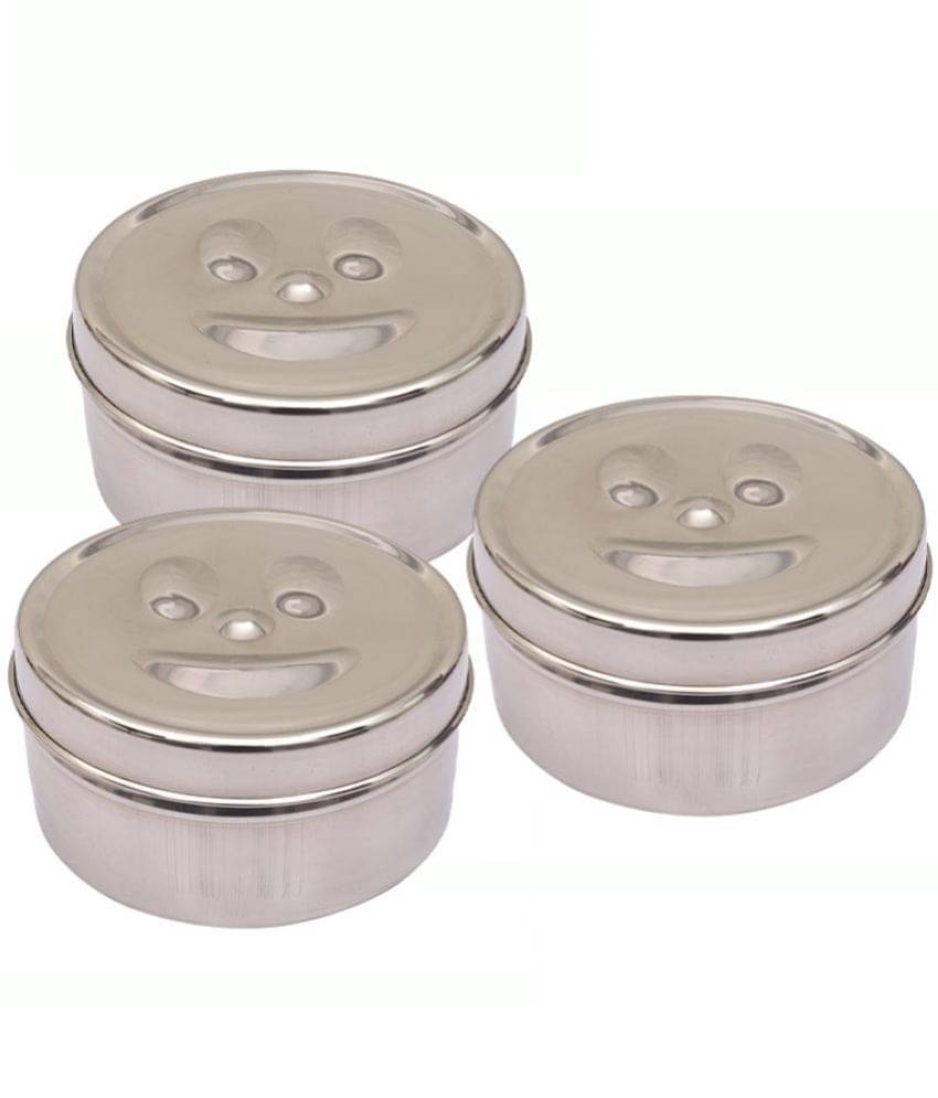     			Kitcorner Keep Smiling Stainless Steel Lunch Box 3 - Container ( Pack of 3 )