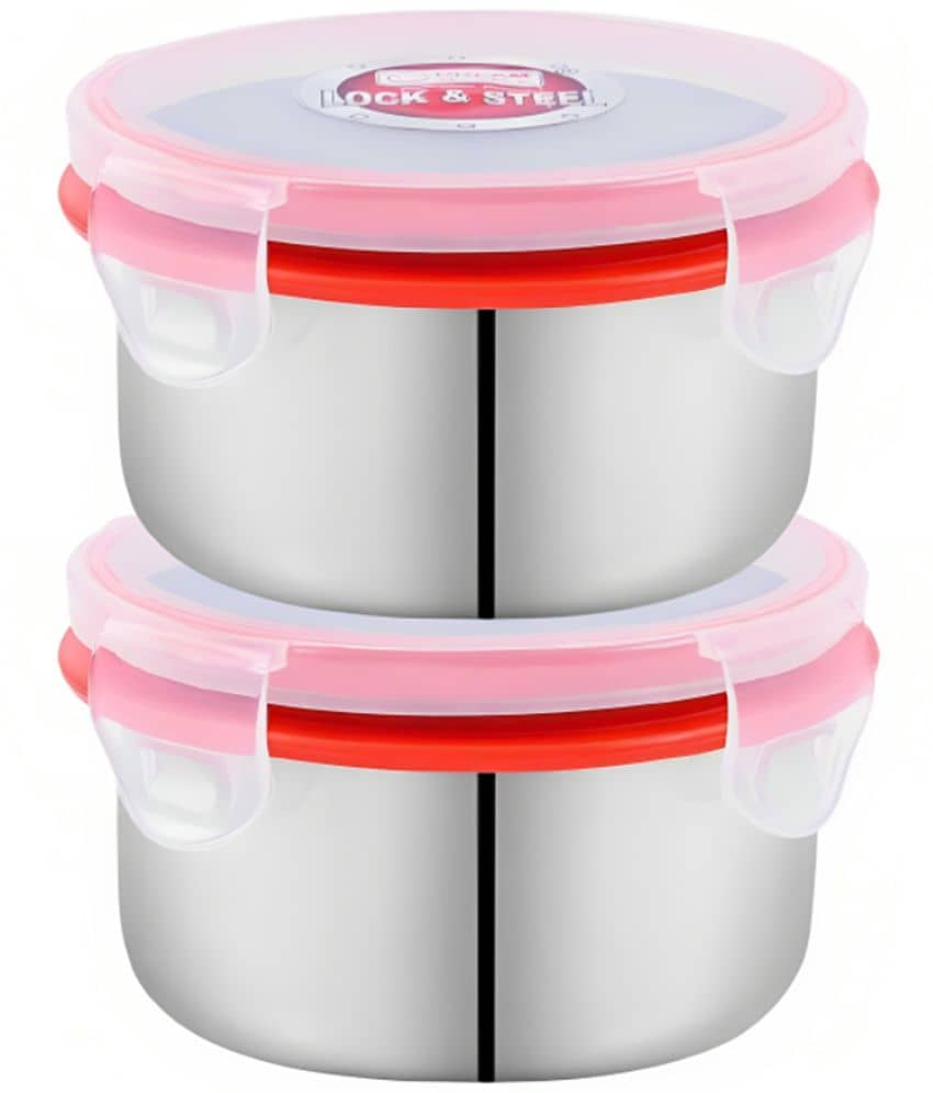 Kitcorner Stainless Steel Kitchen Containers/Tiffin/Lunch Box,350ml each (2U)
