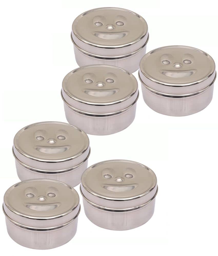 Kitcorner Stainless Steel Kitchen Smiley Containers/Tiffin/Lunch Box,350ml each (6U)