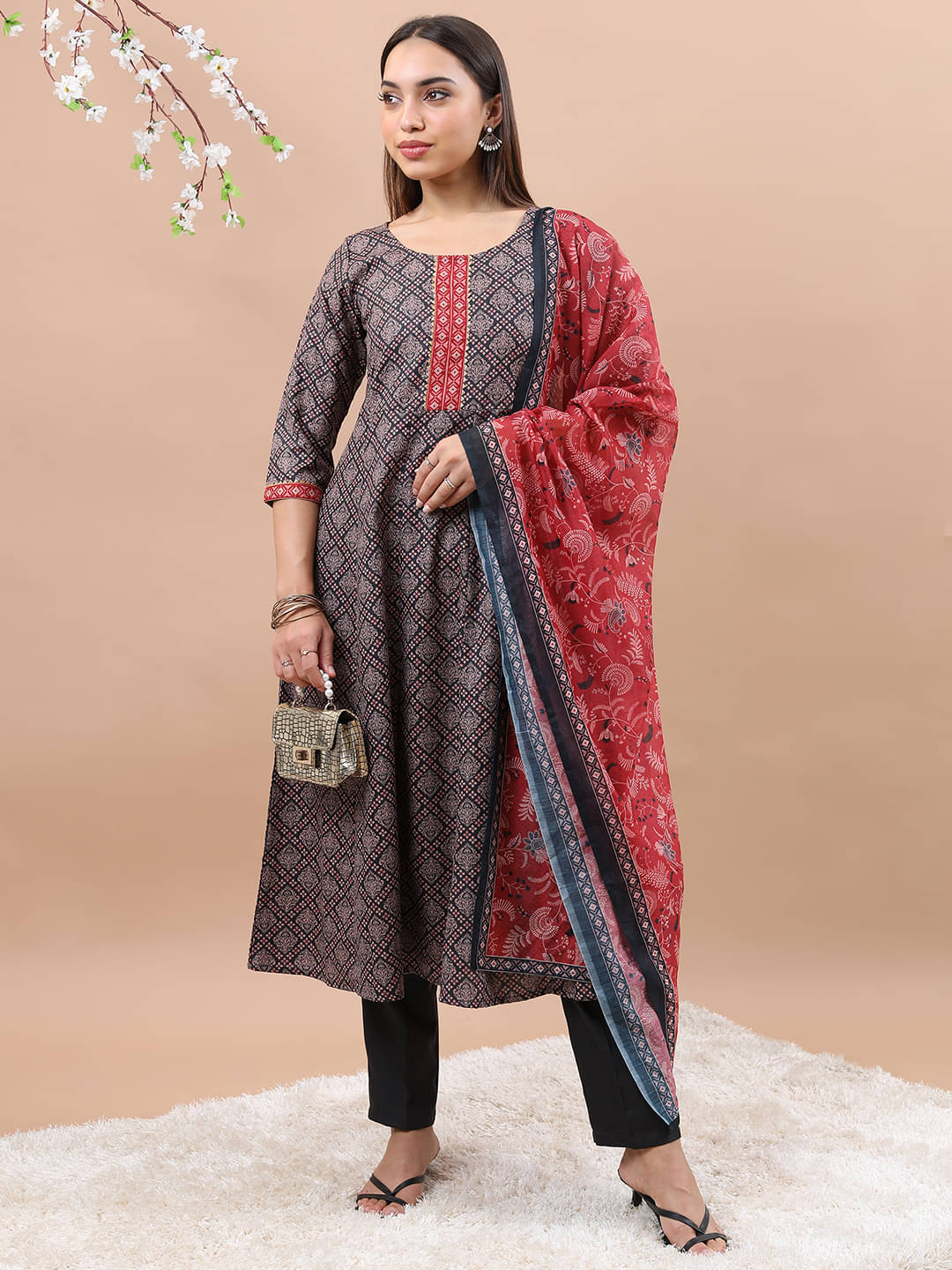 Ketch Polyester Printed Kurti With Pants Women's Stitched Salwar Suit - Black ( Pack of 1 ) Ketch Polyester Printed Kurti With Pants Women's Stitched Salwar Suit - Black ( Pack of 1 )