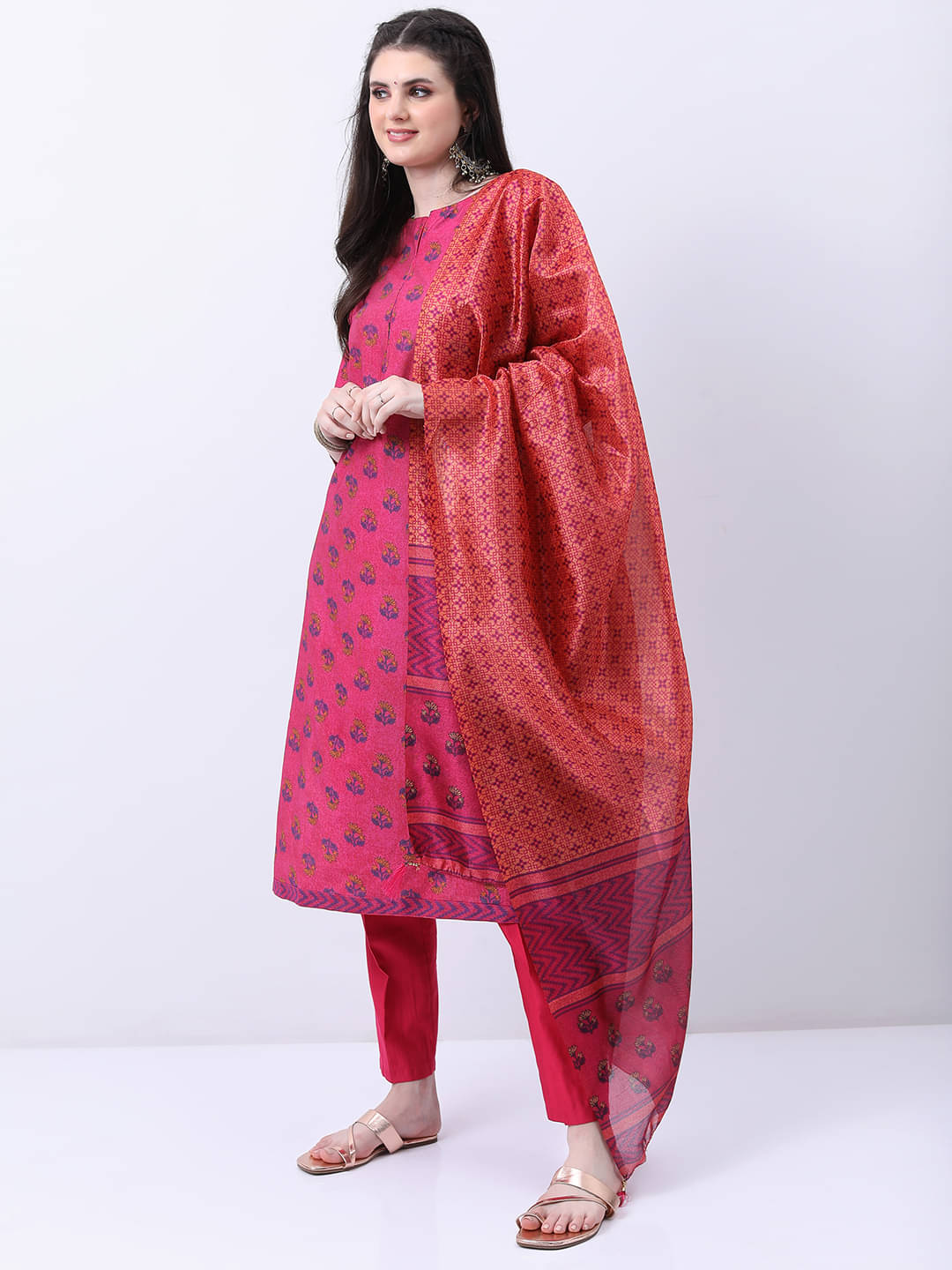 Ketch Polyester Printed Kurti With Pants Women's Stitched Salwar Suit - Pink ( Pack of 1 ) Ketch Polyester Printed Kurti With Pants Women's Stitched Salwar Suit - Pink ( Pack of 1 )