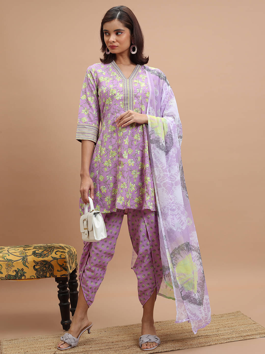Ketch Polyester Printed Kurti With Pants Women's Stitched Salwar Suit - Mauve ( Pack of 1 )     			Ketch Polyester Printed Kurti With Pants Women's Stitched Salwar Suit - Mauve ( Pack of 1 )
