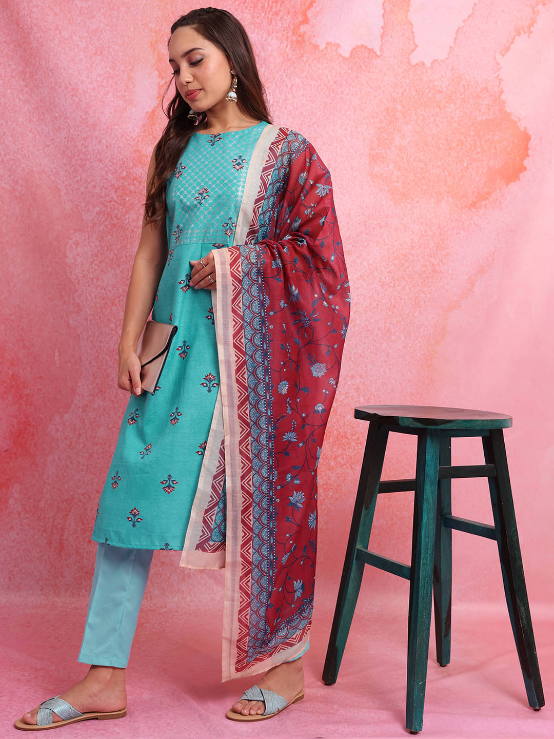 Ketch Polyester Printed Kurti With Pants Women's Stitched Salwar Suit - Turquoise ( Pack of 1 ) Ketch Polyester Printed Kurti With Pants Women's Stitched Salwar Suit - Turquoise ( Pack of 1 )