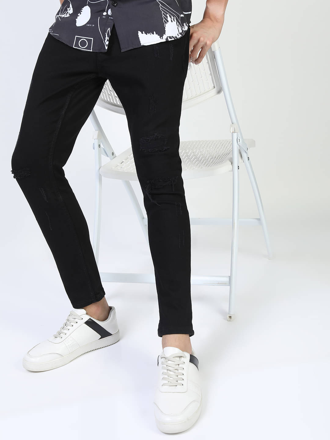     			Ketch Skinny Fit Distressed Men's Jeans - Black ( Pack of 1 )