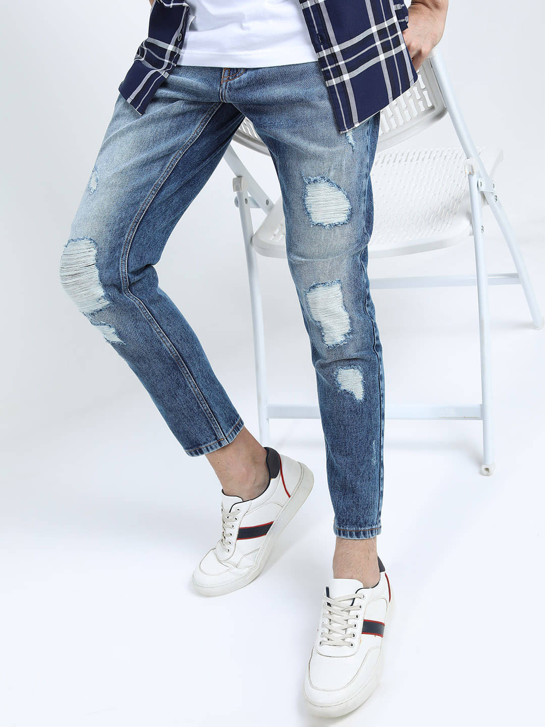     			Ketch Slim Fit Distressed Men's Jeans - Blue ( Pack of 1 )