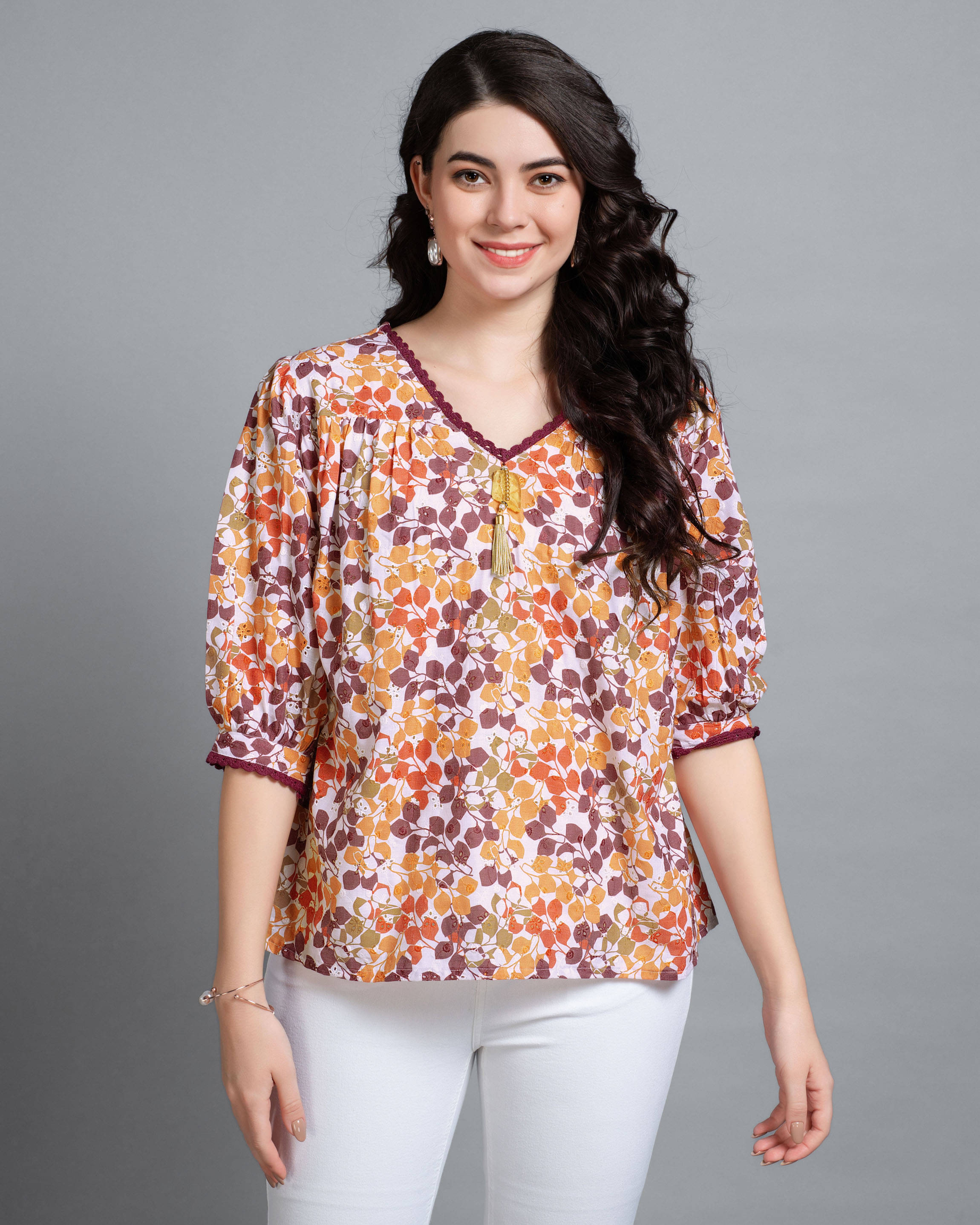     			MOJILAA Women's Cotton Blend A-Line Top ( Multicolor )