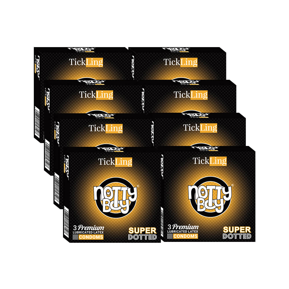 NottyBoy Extra Dotted Tick Ling Condoms Combo Pack - (8 Pack, 24Pcs)