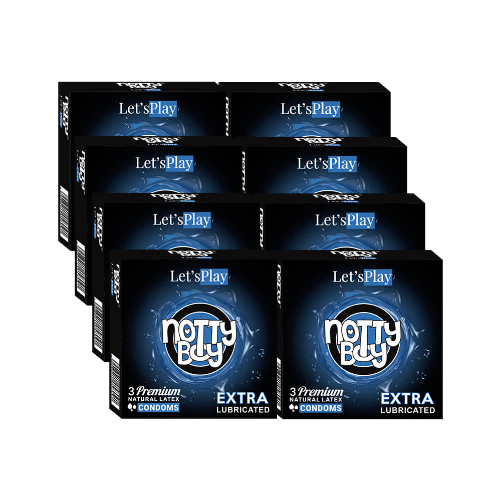 NottyBoy Extra Lubricated Lets Play Condoms Combo Pack -(8 Pack, 24Pcs)