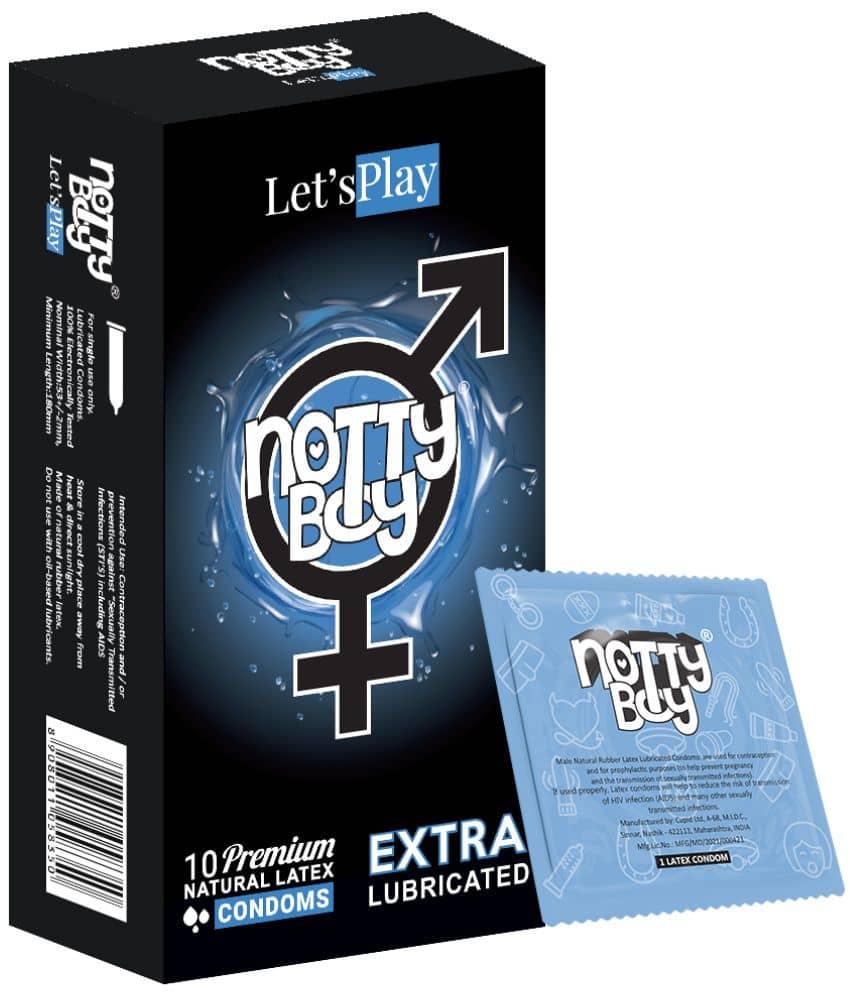 NottyBoy Lets Play Extra Lubricated Smooth Silky Lube Condoms - 10 Units