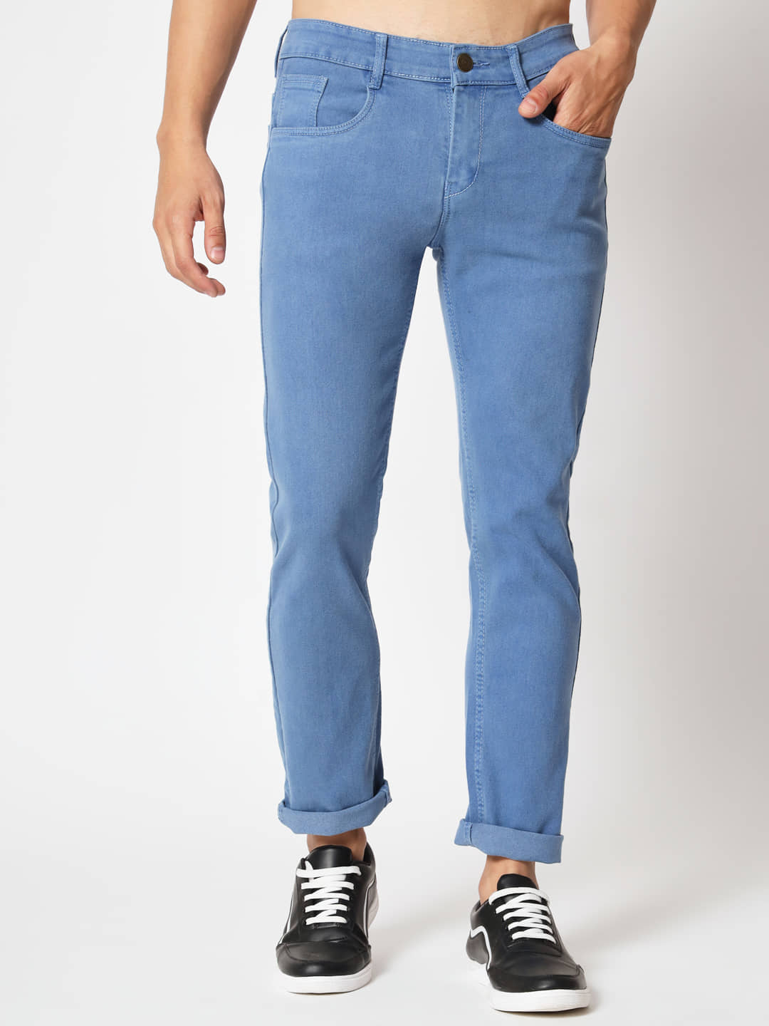 RAGZO Slim Fit Cuffed Hem Men's Jeans - Blue ( Pack of 1 ) - Jeans | Buy online on ZillyBuy