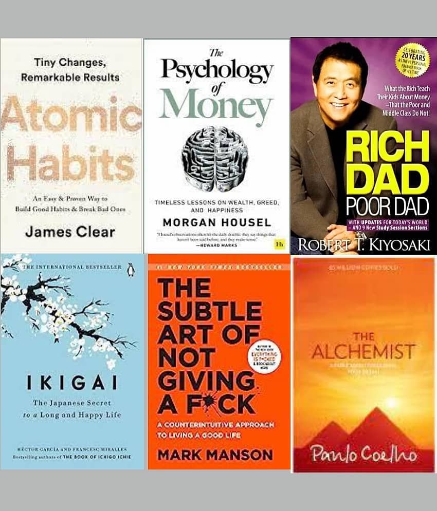 The Psychology Of Money+Ikigai+The Subtle Art Of Not Giving+Atomic Habits + Rich Dad Poor Dad + The Alchemist - Stationery | Buy online on ZillyBuy