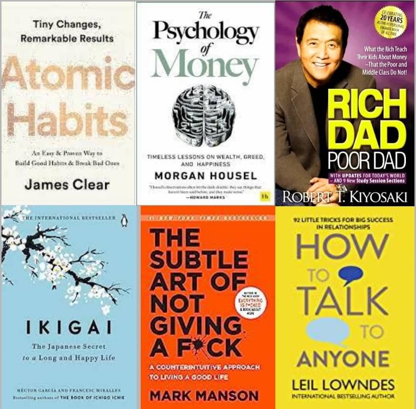 The Psychology Of Money+Ikigai+The Subtle Art Of Not Giving+Atomic Habits + Rich Dad Poor Dad + How To Talk Any One The Psychology Of Money+Ikigai+The Subtle Art Of Not Giving+Atomic Habits + Rich Dad Poor Dad + How To Talk Any One
