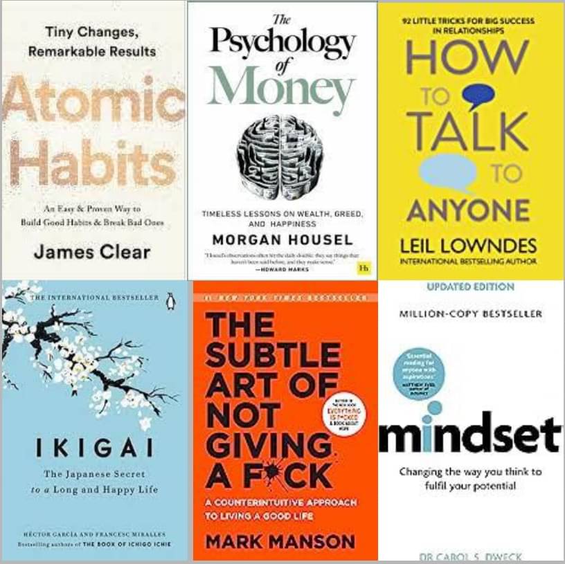 The Psychology Of Money+Ikigai+The Subtle Art Of Not Giving+Atomic Habits + How To Talk Anyone + Mindset The Psychology Of Money+Ikigai+The Subtle Art Of Not Giving+Atomic Habits + How To Talk Anyone + Mindset