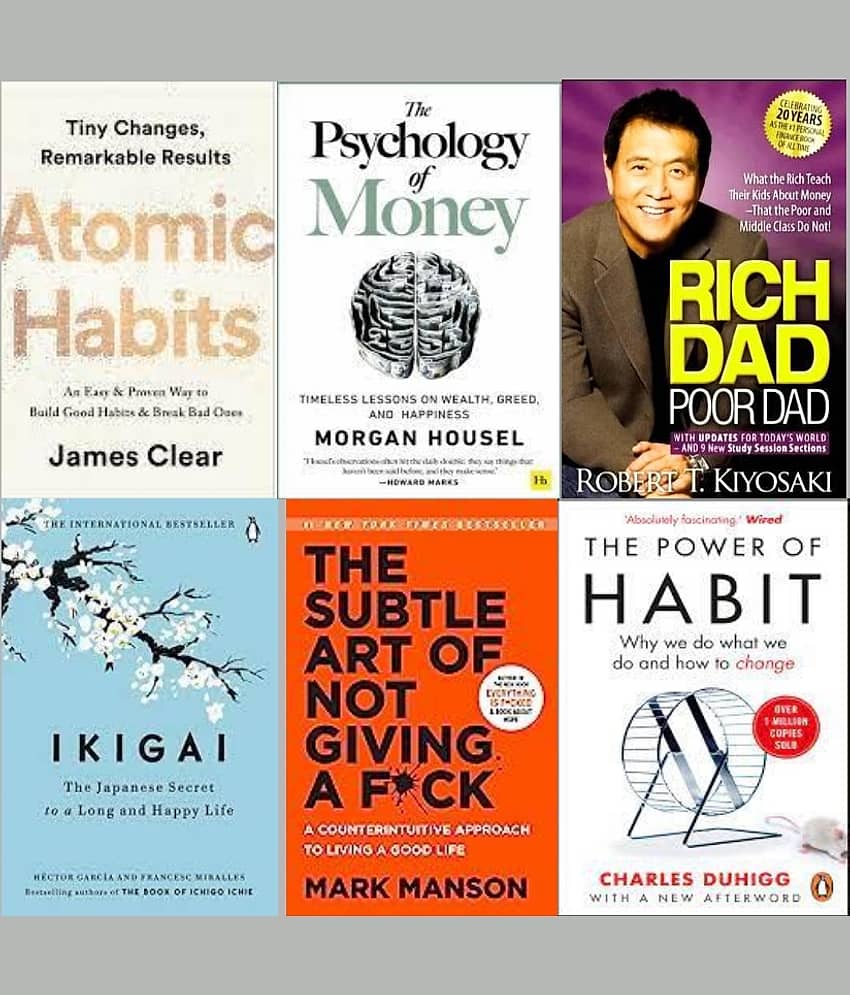 The Psychology Of Money+Ikigai+The Subtle Art Of Not Giving+Atomic Habits + Rich Dad Poor Dad+ The Power of Habits - Stationery | Buy online on ZillyBuy