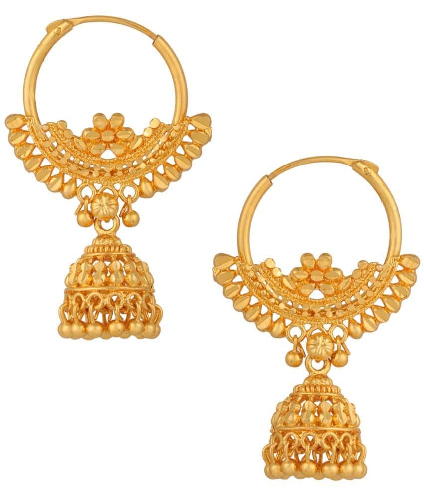 VIVASTRI Golden Jhumki Earrings ( Pack of 1 ) - Earrings | Buy online on ZillyBuy