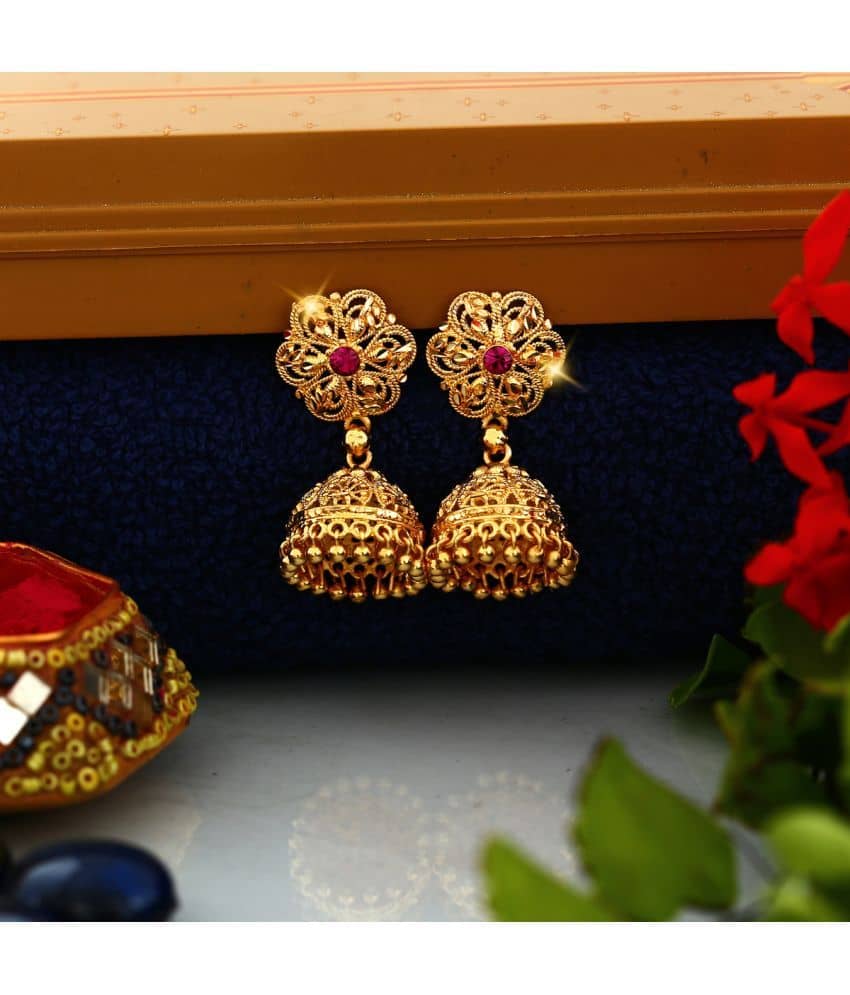 VIVASTRI Golden Jhumki Earrings ( Pack of 1 ) - Earrings | Buy online on ZillyBuy