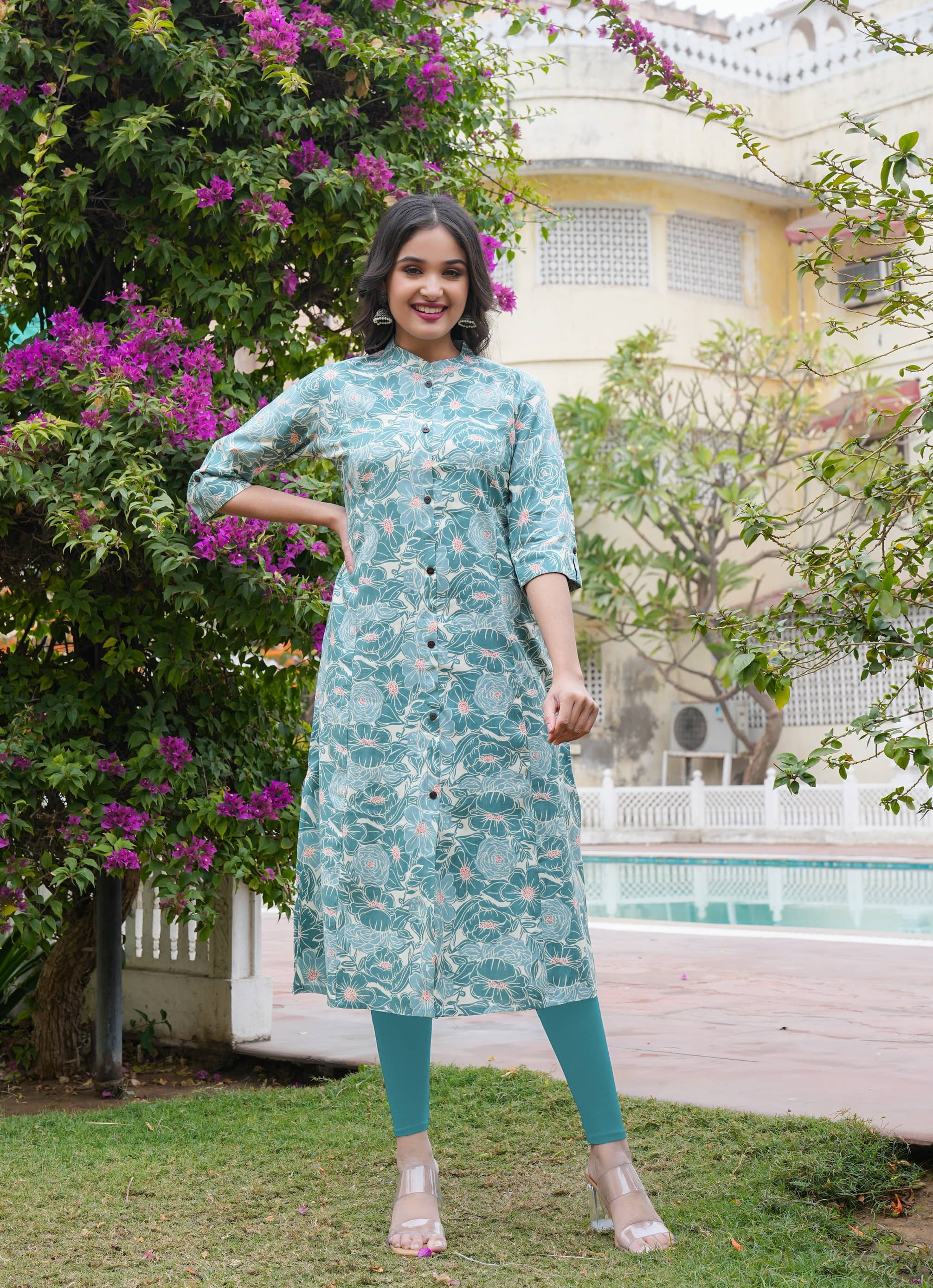 Vbuyz Rayon Printed Front Slit Women's Kurti - Blue ( Pack of 1 ) - Kurtis, Tunics | Buy online on ZillyBuy