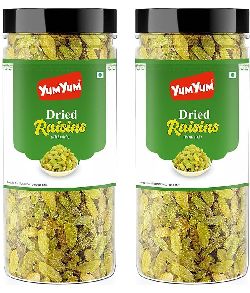 YUM YUM Green Raisins - Premium Qualitym, Healthy Snack Kismis Dry Fruits - Raisins (2 x 250 g)