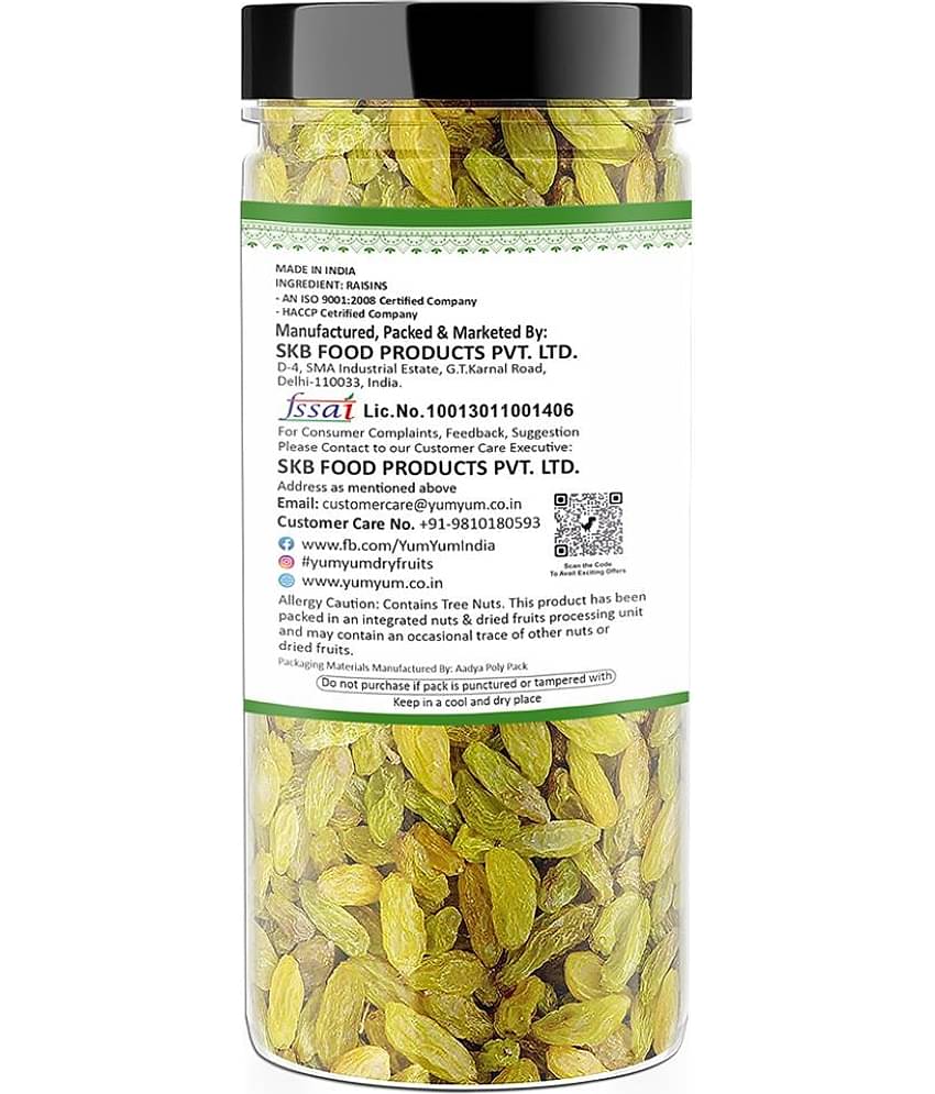 YUM YUM Green Raisins - Premium Qualitym, Healthy Snack Kismis Dry Fruits - Raisins (2 x 250 g)